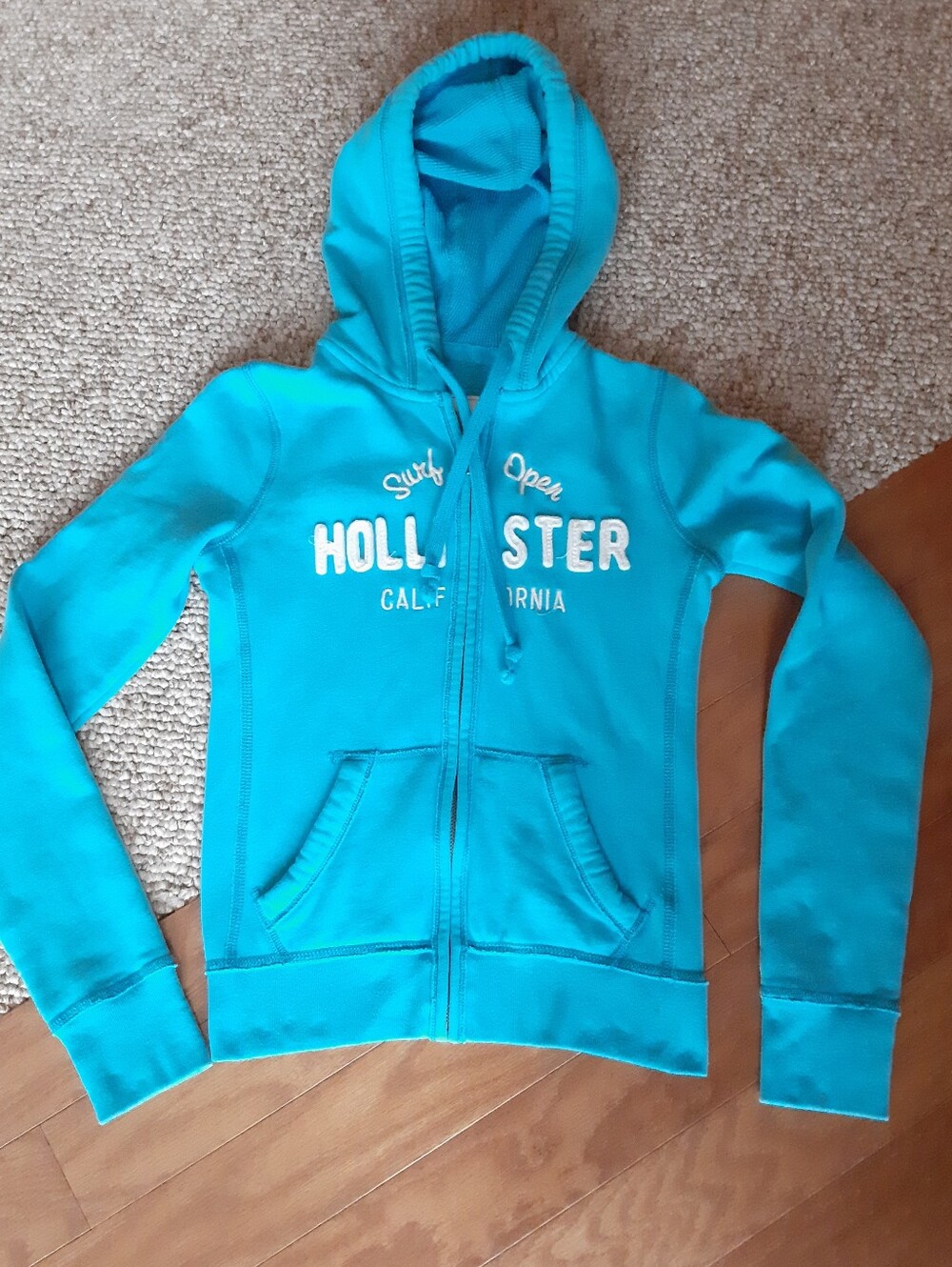 Vintage Y2K Hollister California Zippered 2000's Embroidered Hoodie size XS